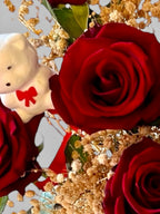 Kalp Detaylı 5'Li Kırmızı Gül Aranjmanı