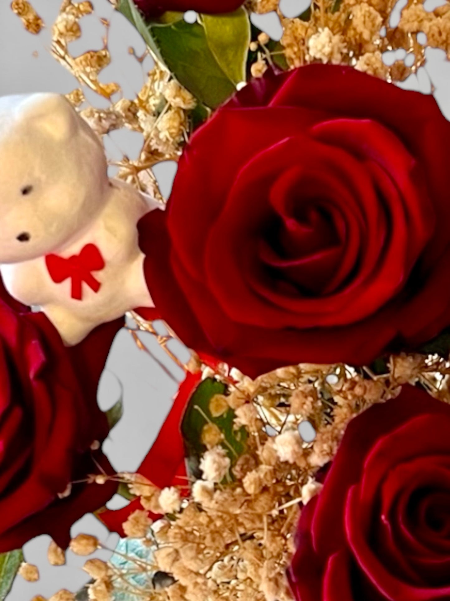 Kalp Detaylı 5'Li Kırmızı Gül Aranjmanı